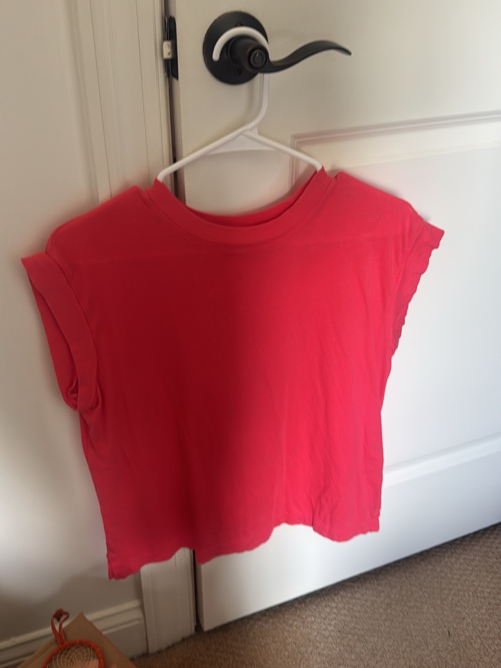 a new day Bright Pink Cropped Crewneck Tee